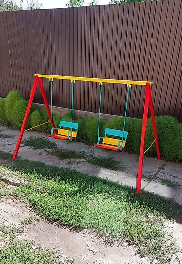 Детские качели: Качели двухместные с кольцом для мяча цена 22 000с! Качели для — 9