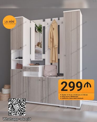 вешалка в прихожую: Dəhliz üçün funksional giriş mebeli komplekti - Ölçülər: Dərinlik 45