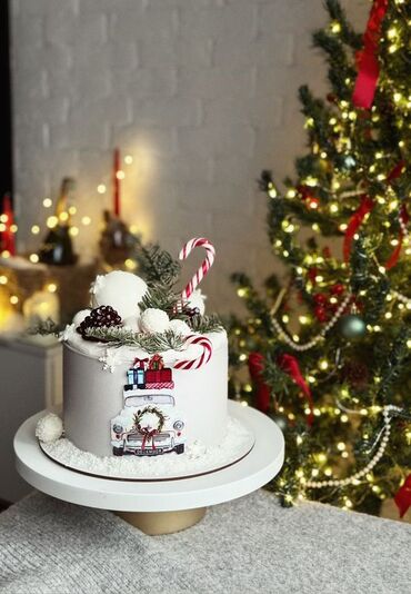 Tortlar: Yeni il mövzusunda bəzədilmiş tortlar - Şən Yeni il dizaynları: qar — 9