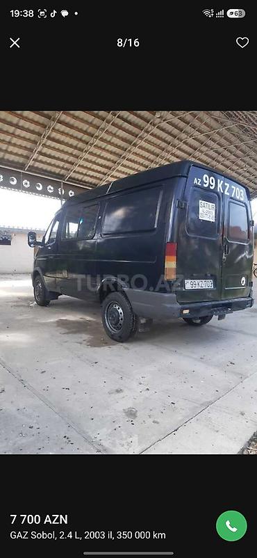 səkidə satilan masinlar: QAZ Sobol: 2.4 l | 2003 il 350000 km Van/Minivan — 4
