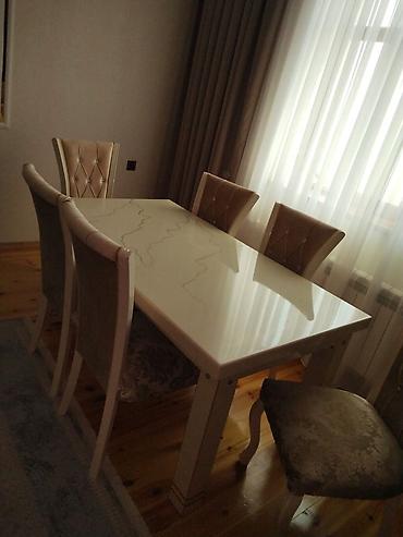 kapron stol stul: Qonaq otağı üçün, İşlənmiş, Açılan, Dördbucaq masa, 6 stul — 2