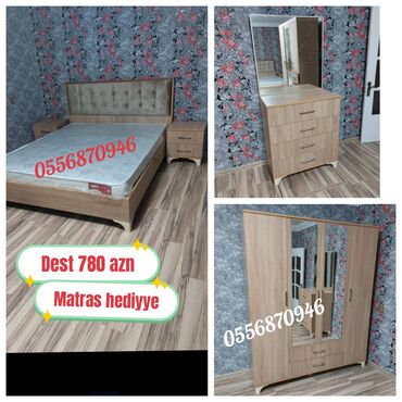 Yataq otağı dəstləri: İkinəfərlik çarpayı, Dolab, 2 tumba, Termo, Azərbaycan, Yeni — 9