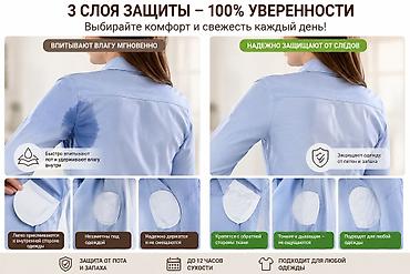Другое: Вкладыши‑накладки от пота для подмышек 5 пар - Назначение: защита — 1