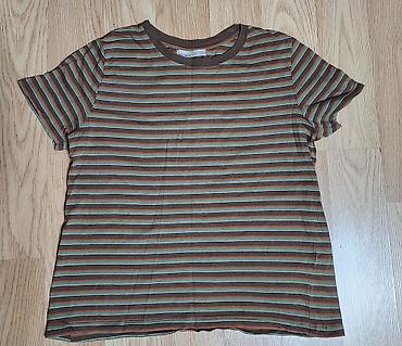 pull and bear: Qadın T-shirt – zolaqlı, qısaqol, dairəvi yaxalı - Rəng/naxış — 2
