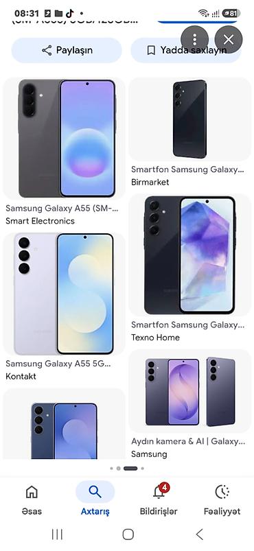 modio m19 5g: Samsung Galaxy A55 5G, 256 GB, rəng - Göy, Sensor, Barmaq izi, İki sim kartlı — 1