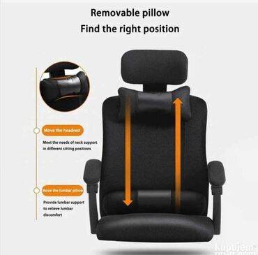 Stolice: Ergonomska kancelarijska stolica sa osloncem za noge - Podesivi — 1