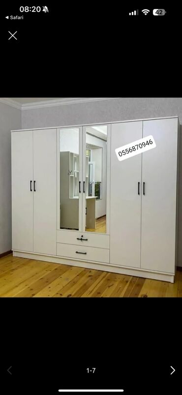 Dolablar: Yeni, Açılan, 6 qapı Düz dolab, Qarderob, paltar dolabı, Azərbaycan — 6