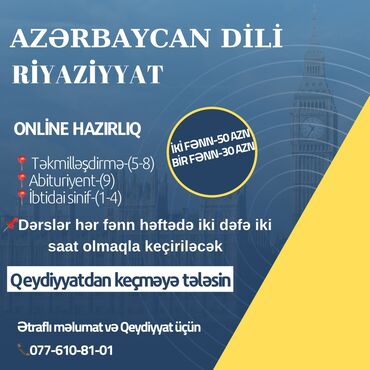 xarici: Azərbaycan dili və Riyaziyyat hazırlığı 📍5-8 Təkmilləşdirmə hazırlığı