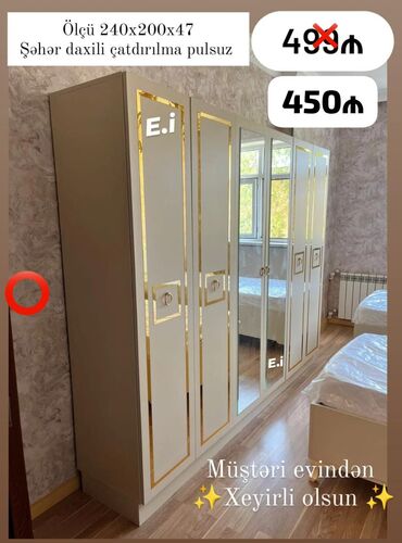 Asılqanlar: Yeni, Açılan, 6 qapı Qarderob, paltar dolabı