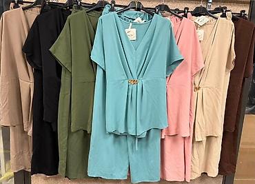 lanene bluze: Fa, Elegantni ženski komplet – bluza + široke pantalone - Kroj — 3