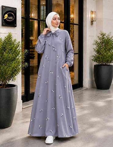 manovi ayaqqabi: Zərif naxışlı uzun don - Rəng: açıq boz-bənövşəyi (lavanda tonunda) - — 1