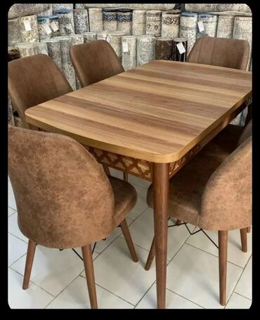 Masa və oturacaq dəstləri: Qonaq otağı üçün, Yeni, Açılan, Dördbucaq masa, 4 stul — 5