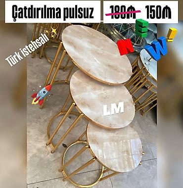 stol sul: Türk istehsalı zigon stol dəsti - 3 ədəd dairəvi stol: müxtəlif — 1