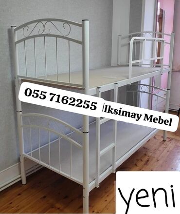 İkimərtəbəli uşaq çarpayıları: Oğlan və qız üçün, Çarpayı, Matrassız, Siyirməsiz, Dəmir — 28