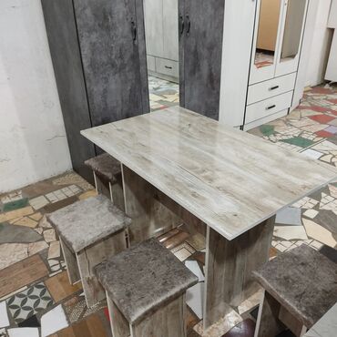 Кухонные столы и стулья: Кухонный стол и стул, Новый, Бесплатная доставка, цвет - Бежевый — 6