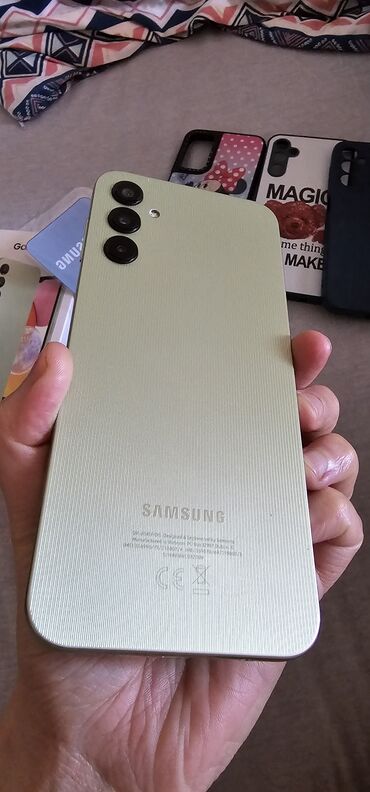 samsung ucuz telefonlar: Samsung Galaxy A14, 128 ГБ, цвет - Зеленый, Сенсорный, Отпечаток пальца, Две SIM карты