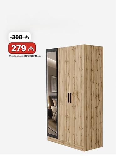 Minyon dolab – ölçülər: 120×200(H)×48 sm. - Material: taxta fakturalı
