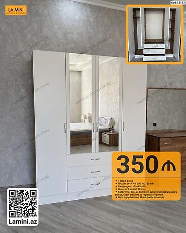 Шкафы: 4 qapılı dolab – Kod: 13112 - Ölçü: D 47 × H 200 × E 160 sm - — 1