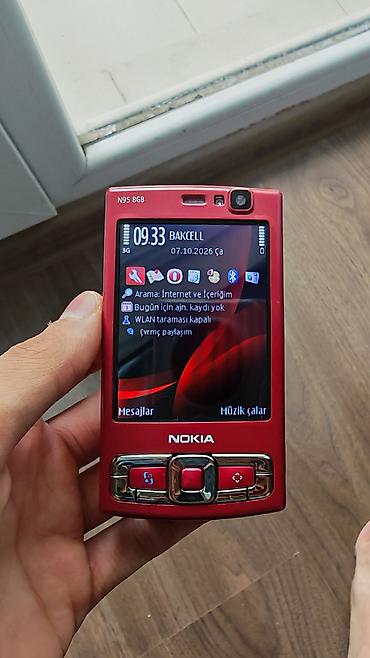 nokia e60: Nokia N95 8Gb, 8 GB, rəng - Qırmızı, Düyməli — 1