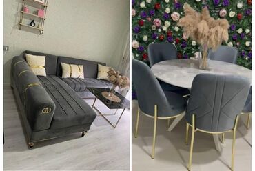 Qonaq otağı dəstləri: Künc divan, stol,5 stul desti satılır tam təzədir Endirim ❗ birlikdə