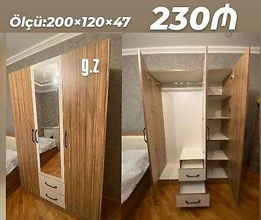 ag laminat: Üç qapılı paltar şkafı - Ölçü: 200 × 120 × 47 sm - Qiymət: 230₼ - — 1