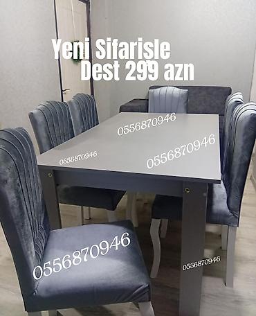 Qonaq otağı üçün, Yeni, Açılmayan, Kvadrat masa, 6 stul