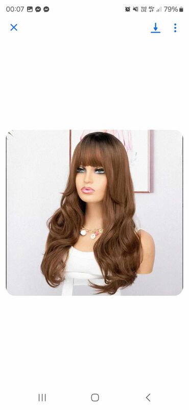 Perike i klipse: Smeđa perika sa šiškama, ravne dužine. Perika je pogodna za na lalafo.rs — 22 Perike i klipse: Smeđa perika sa šiškama, ravne dužine. Perika je pogodna za — 22