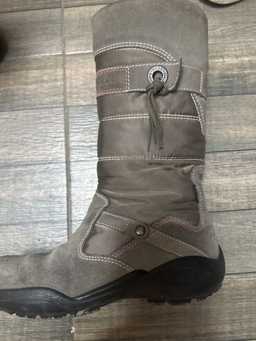 обувь зима женская: Сапоги, Размер: 34, цвет - Бежевый, Ecco
