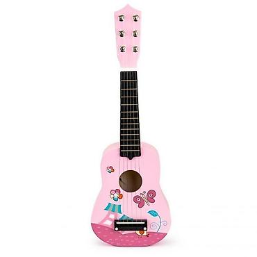 tech komplet: Drvena gitara za decu sa metalnim žicama – pink (ECO TOYS) Šifra: FO18 — 1