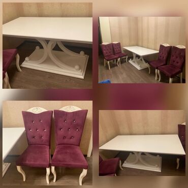 купить круглый стеклянный стол на кухню: Lal2Endirim edildi❌Stol ve 8 eded stul birge 300 azn 🏡 Capayev 🚚 Əlavə