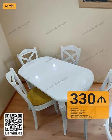 Mebel: Mebel dəsti – yemək masası və 4 ədəd stul - Masa: 70 × 120 sm — 1