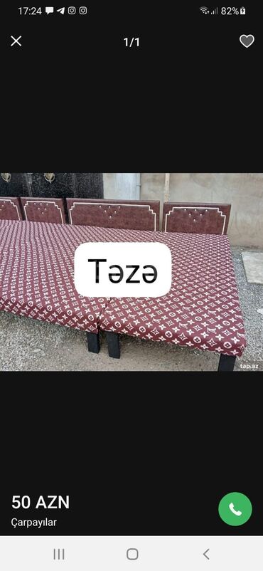 Çarpayılar: Təknəfərlik çarpayı, Bazasız, Matras ilə, Siyirməsiz — 14