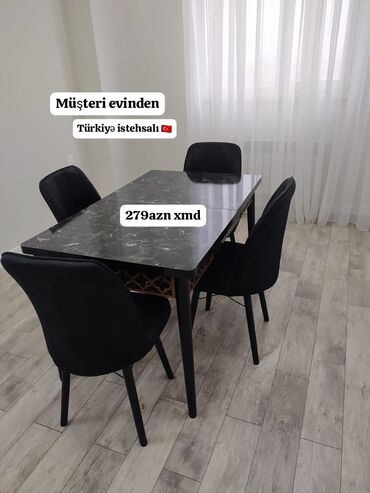 metbex stol stul islenmis: Mətbəx üçün, Yeni, Açılan, Dördbucaq masa, 4 stul