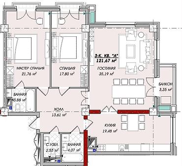 Продажа квартир: 3 комнаты, 122 м², Южная Магистраль Элитка, 11 этаж, ПСО (под самоотделку) — 3