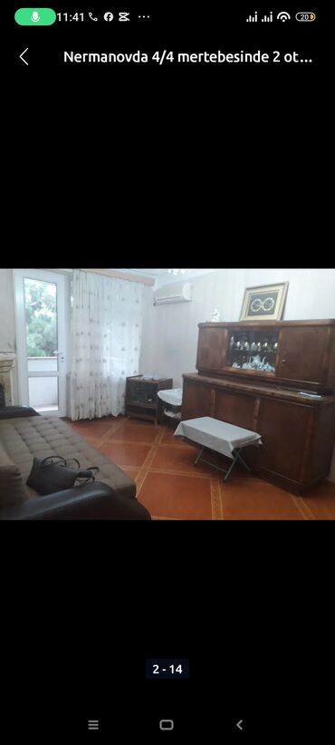аренда квартир почасово: Nermanovda 4/4 mertebesinde 2 otaqli ev 500 azn mûşderi ferqi yoxdu