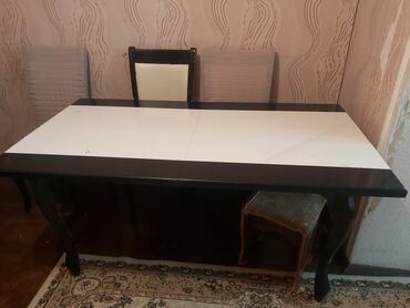 ucuz yazı masası: Qonaq otağı üçün, İşlənmiş, Açılan, Kvadrat masa, 6 stul, Azərbaycan