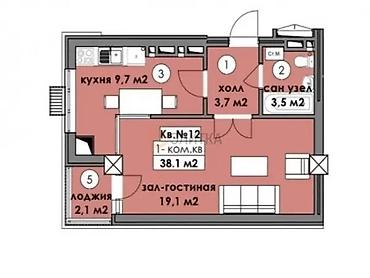 Продажа квартир: 1 комната, 38 м², Элитка, 12 этаж, Евроремонт — 14