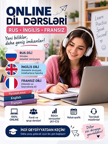 ONLINE DİL DƏRSLƏRİ – Rus, İngilis, Fransız - 100% onlayn tədris