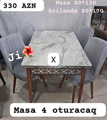 kreslo 170: Mətbəx/qonaq otağı üçün yemək dəsti. - Masa ölçüsü: 80×130 sm — 1