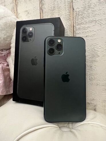 талас телефон: IPhone 11 Pro, Б/у, 256 ГБ, Matte Midnight Green, Защитное стекло, Коробка, 72 %