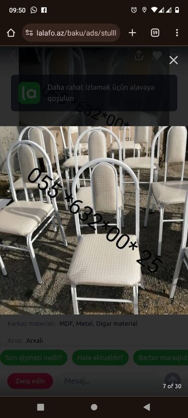 Bağ, çöl oturacaqları: Yeni, Sadə stul, Taxta, Azərbaycan — 7
