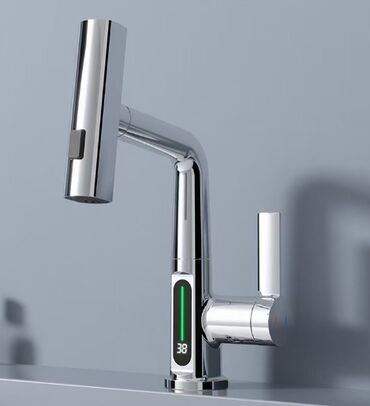 led лента: Хромированный смеситель трансформер 360градус, с дисплеем ★