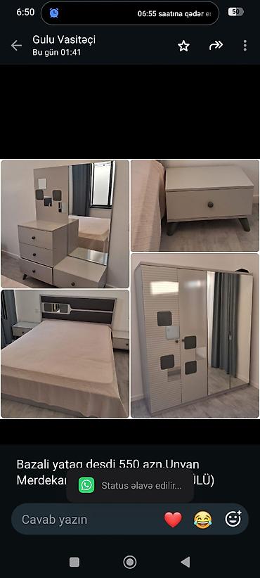 Bazali yataq desdi 550 azn.Unvan Merdekan.Mebel yeni kimidir (GÜLÜ)