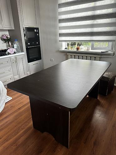study table: Обеденный/рабочий стол из ЛДСП, темный дуб. Размер: 1.7*0.9 см - — 1