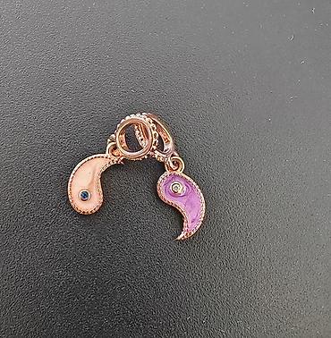 lil solid accessories: Pandorin pozlacen, deljivi privezak, Ying Yang, viseci, sa cirkonima — 2