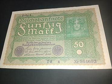 Купюры: Məhsul: Almaniya Reichsbank notu – 50 Mark (Fünfzig Mark) Təsvir: - — 2