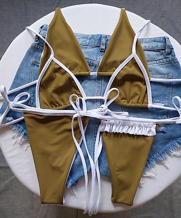 dd step sandale: Dvodijelni bikini set – maslinasto zeleni sa belim detaljima - Gornji — 7