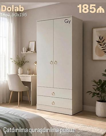 taxta dolab: Dolab – ölçü 90×195 sm - İkiqapılı, minimal dizayn - Aşağıda 2 geniş — 1