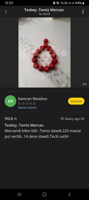 сколько стоит лом золота в баку: Təsbeh – təmiz mercan - Material: təbii qırmızı mercan - Dənə sayı at lalafo.az сколько стоит лом золота в баку: Təsbeh – təmiz mercan - Material: təbii qırmızı mercan - Dənə sayı