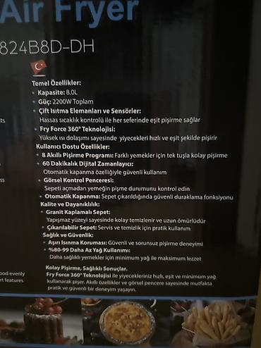 eurolux: EUROLUX Digital Air Fryer – EU-AF4824B8D-DH Yenidir.Ana üçün hədiyyə — 2
